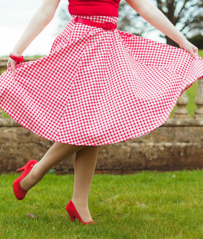 Jupe trapèze Rosie Gingham2